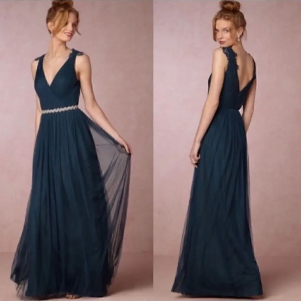 BHLDN Watters & Watters Navy Blue Pippa Dress